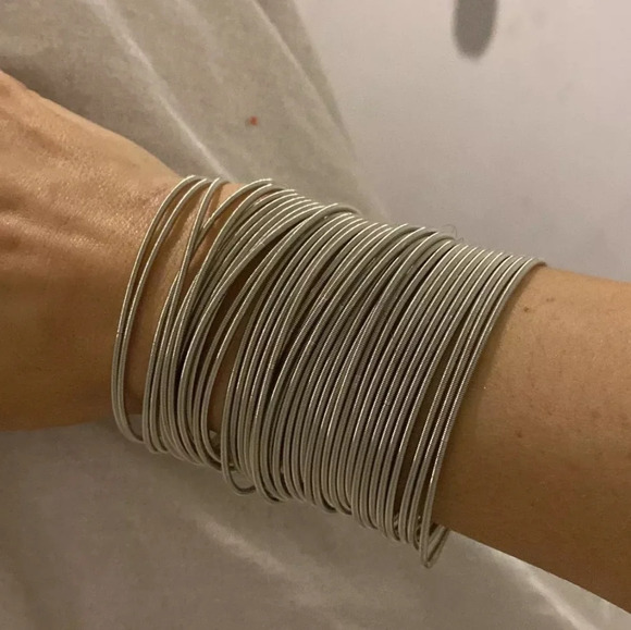 NEW 2 mm‎ Platinum Plated Stainless Steel 316L Stackable Guitar String Bracelets - Picture 5 of 16